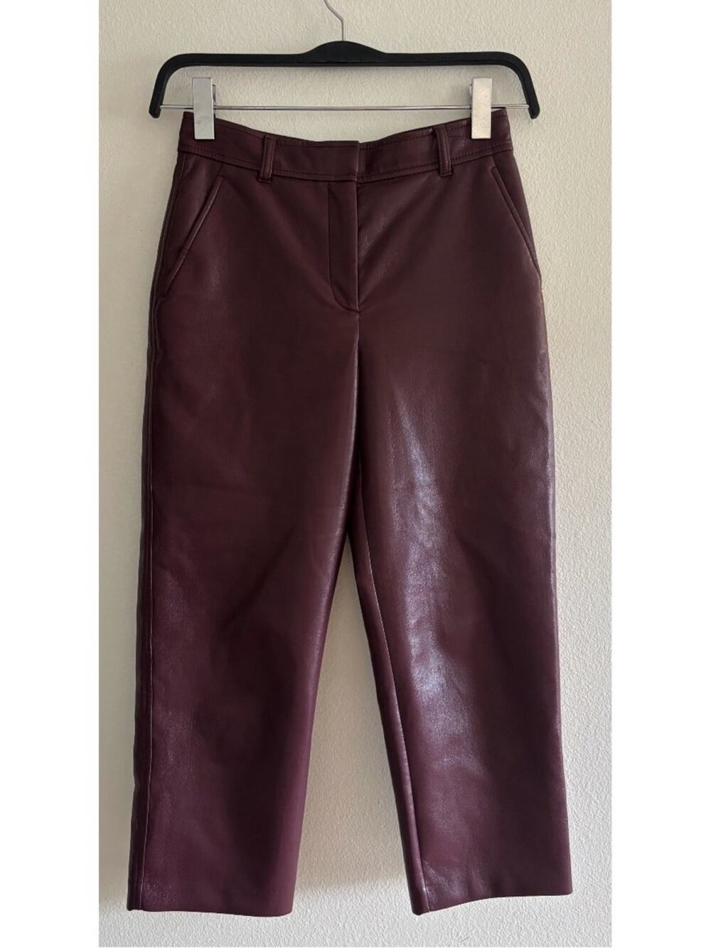 Babaton Burgundy Red Faux Leather Pants Size 4